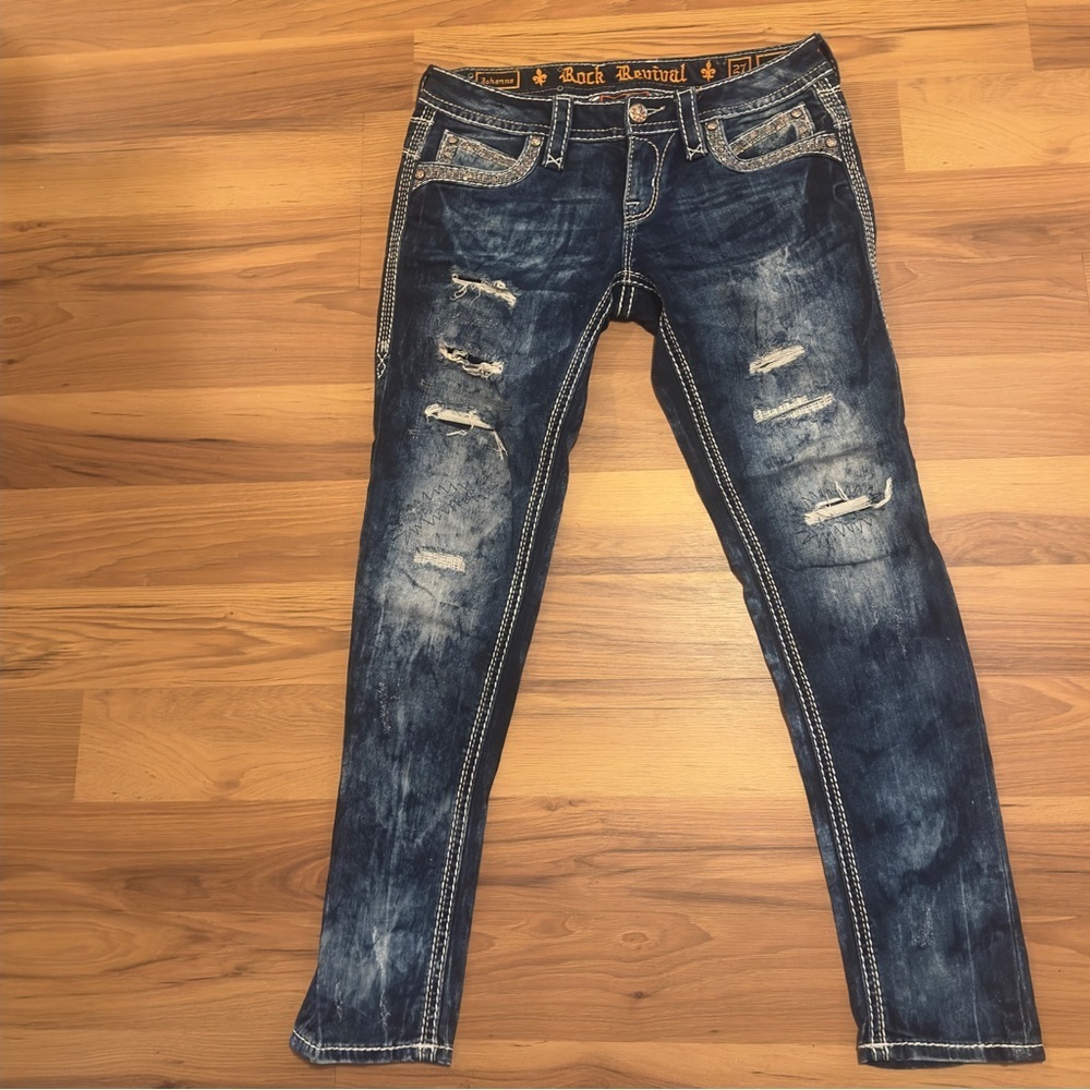 Rock Revival Indigo Denim with Embroidered Details